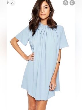 Keepsake The Label Size XXS Blue Pleated Shift Dress  Short Sleeve Mini Dress